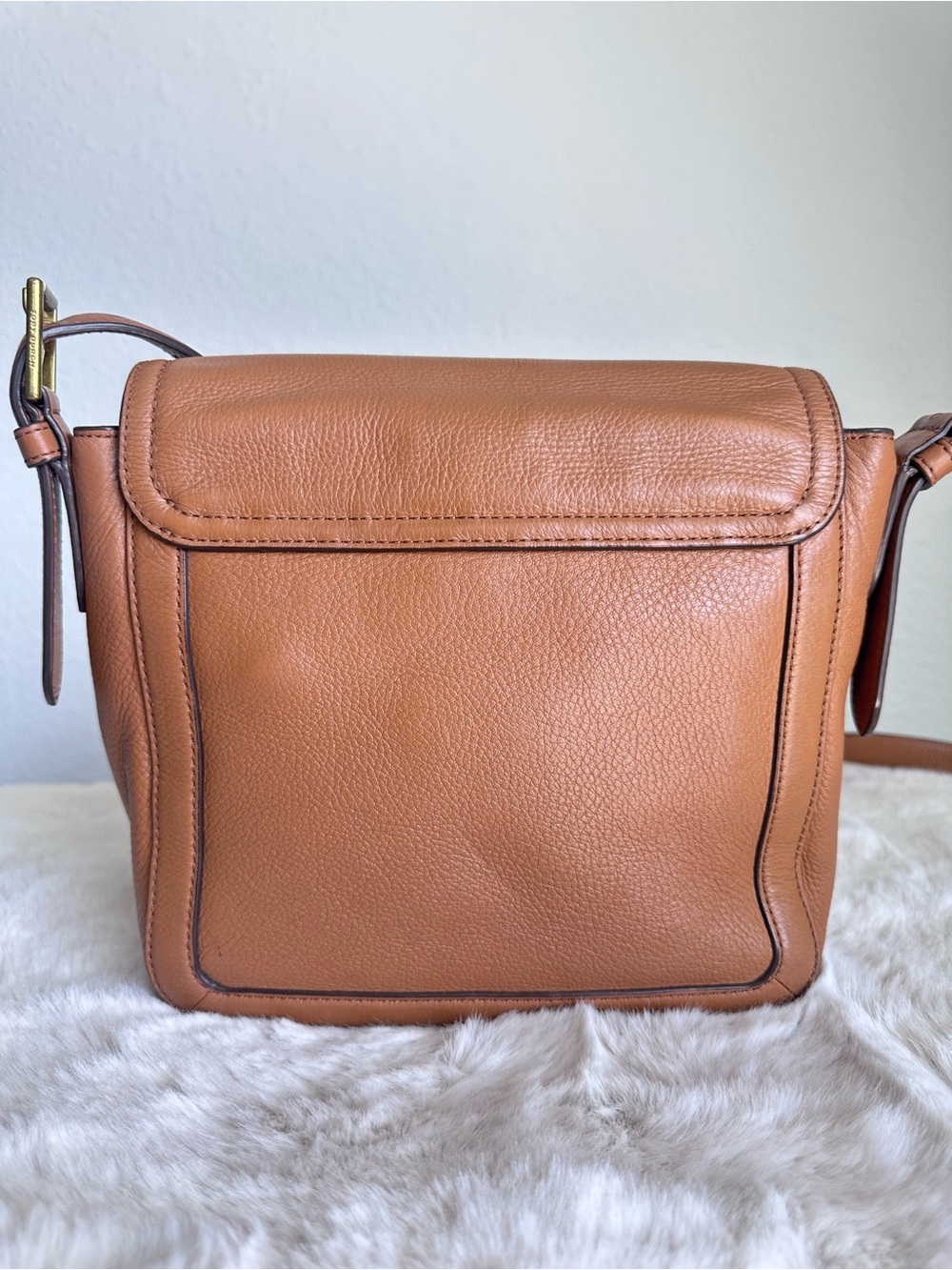 Tory Burch Frances Saddle Bag pebbled leather brown tassel - Picture 5 of 17